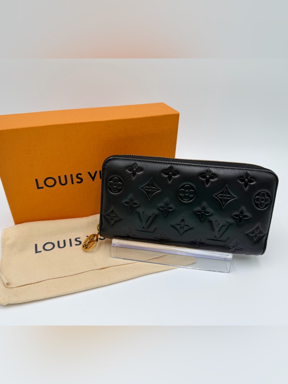 LV Black Coussin Monogram Empreinte Zippy Wallet W/Box Dust Bag and Entrupy COA - Picture 1 of 16